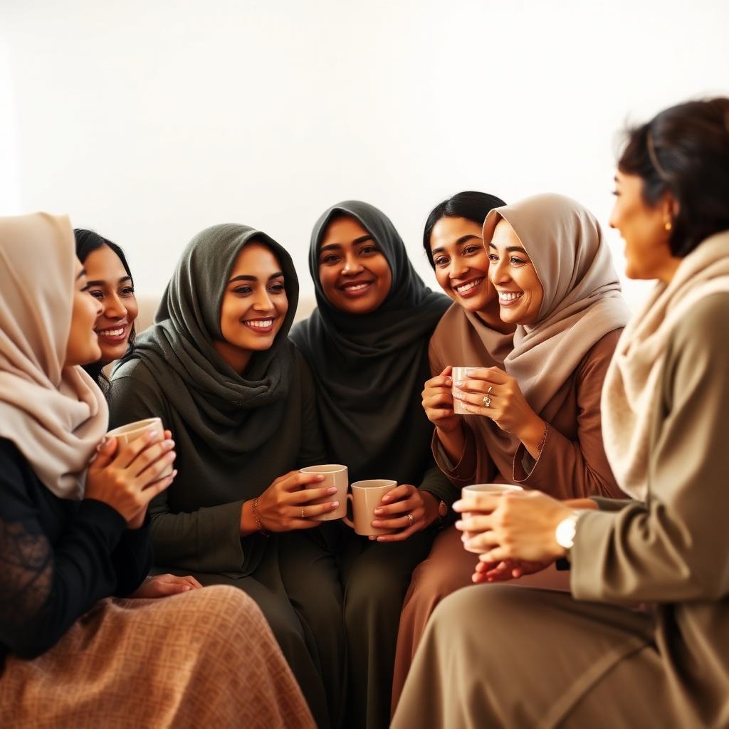 Women gathered in sisterhood, sharing tea and conversation